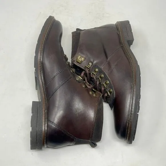 Bar III Boyd Leather Ankle Shearling Lined Boots Men's 9 Brown  1,7,1,6:S1457