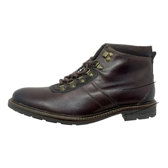 Bar III Boyd Leather Ankle Shearling Lined Boots Men's 9 Brown  1,7,1,6:S1457