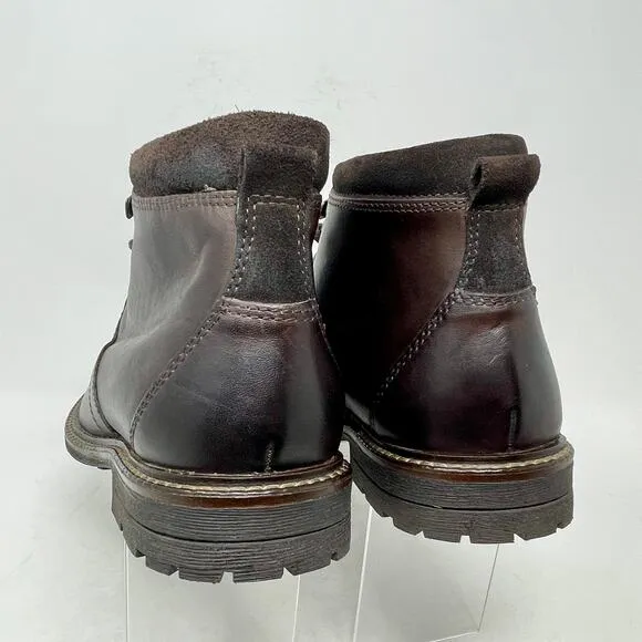 Bar III Boyd Leather Ankle Shearling Lined Boots Men's 9 Brown  1,7,1,6:S1457