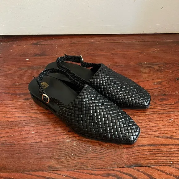 Bared Footwear Junco Black Woven Slingback Flats worn once!