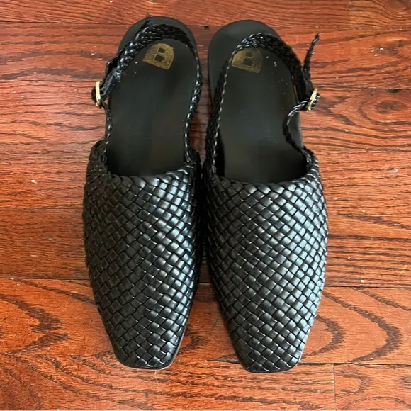 Bared Footwear Junco Black Woven Slingback Flats worn once!