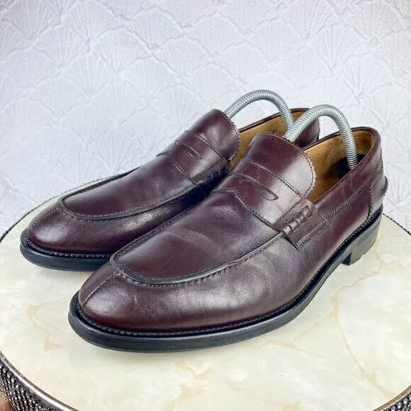 Barneys New York Vintage Penny Loafers Mens Sz 8 Burgundy Oxblood Leather Shoes