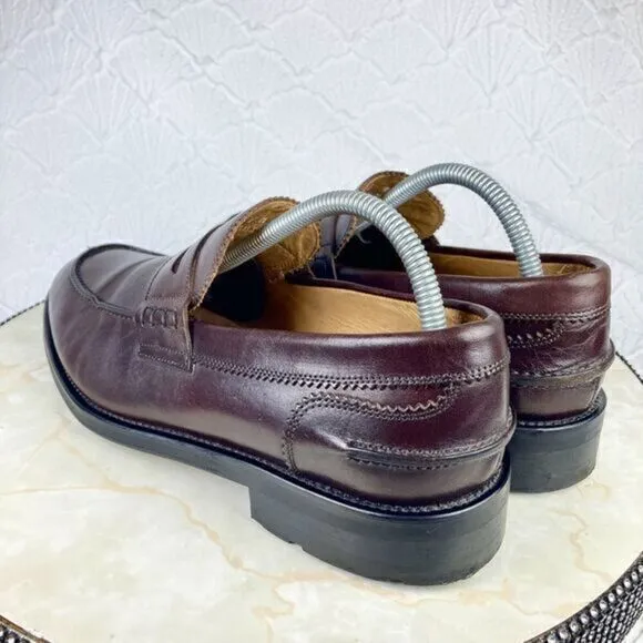 Barneys New York Vintage Penny Loafers Mens Sz 8 Burgundy Oxblood Leather Shoes