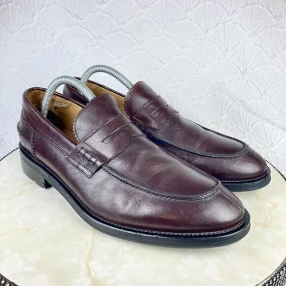 Barneys New York Vintage Penny Loafers Mens Sz 8 Burgundy Oxblood Leather Shoes