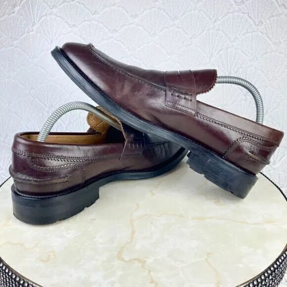 Barneys New York Vintage Penny Loafers Mens Sz 8 Burgundy Oxblood Leather Shoes