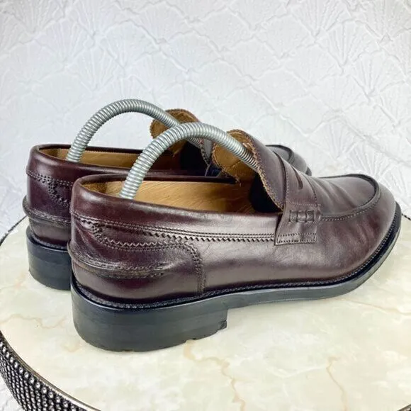 Barneys New York Vintage Penny Loafers Mens Sz 8 Burgundy Oxblood Leather Shoes