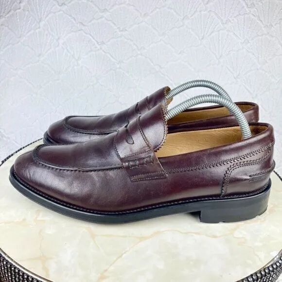 Barneys New York Vintage Penny Loafers Mens Sz 8 Burgundy Oxblood Leather Shoes
