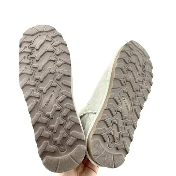 Bearpaw Elle Light Grey Suede Leather Fur Lining Mid Calf Boots SZ 12 New