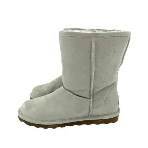 Bearpaw Elle Light Grey Suede Leather Fur Lining Mid Calf Boots SZ 12 New