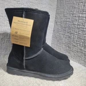 Bearpaw Elle Women's Size 9 US Black Suede Shearling Short Casual Boots 1962W