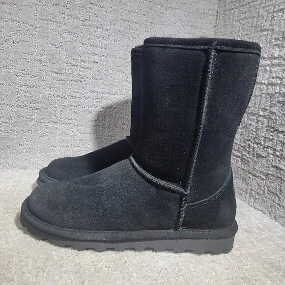 Bearpaw Elle Women's Size 9 US Black Suede Shearling Short Casual Boots 1962W