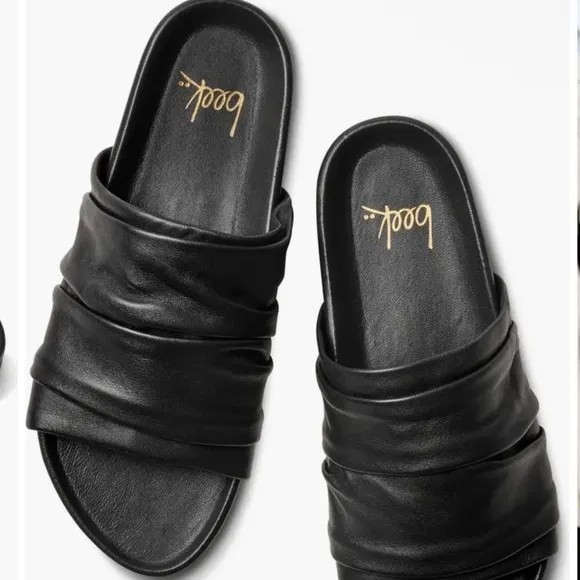 Beek Minla  slide sandals Black Leather size 10
