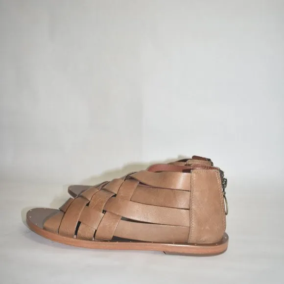 BEEK TURACO FULL COVERAGE SANDALS BROWN LEATHER GLADIATOR 8 (D3)