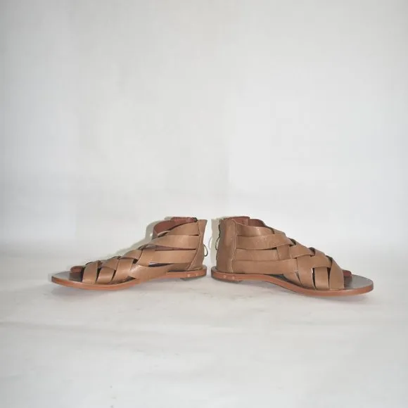 BEEK TURACO FULL COVERAGE SANDALS BROWN LEATHER GLADIATOR 8 (D3)