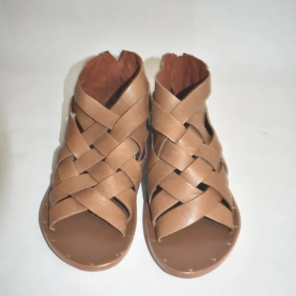 BEEK TURACO FULL COVERAGE SANDALS BROWN LEATHER GLADIATOR 8 (D3)