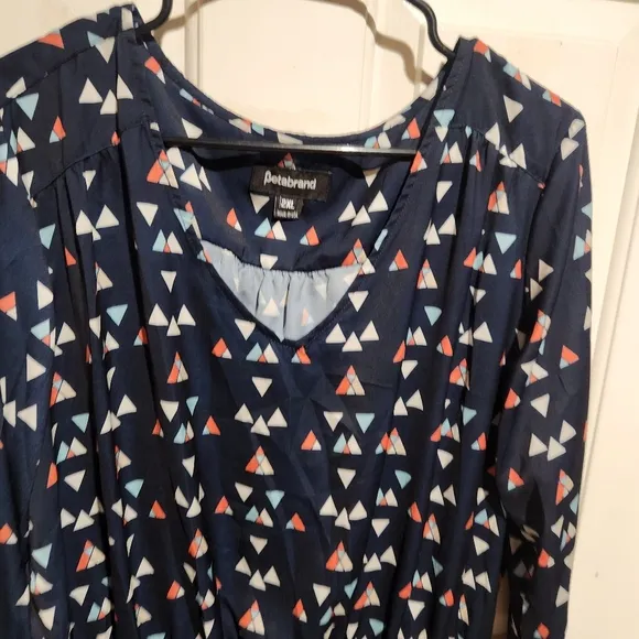 Betabrand 2X Blue Geometric Sneaker Cinched Waist Casual Dress