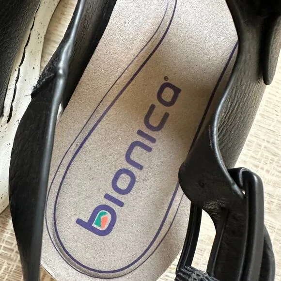 BIONICA | Womens Black Olin Leather Comfort Slingback Sandals NEW Size 11 Shoes