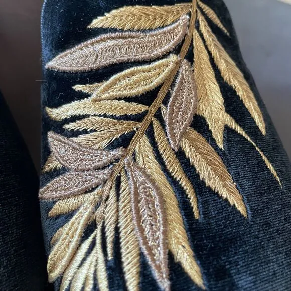 BIRDIES x MINTED Starling Size 9.5 Black Gold Falling Fern Slip-On Loafers Flats
