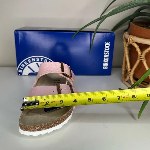 Birkenstock Arizona BS Shiny Lizard Light Rose Sandals Vegan Narrow EU 38 US 7