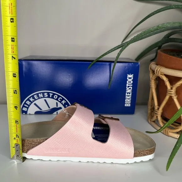 Birkenstock Arizona BS Shiny Lizard Light Rose Sandals Vegan Narrow EU 38 US 7