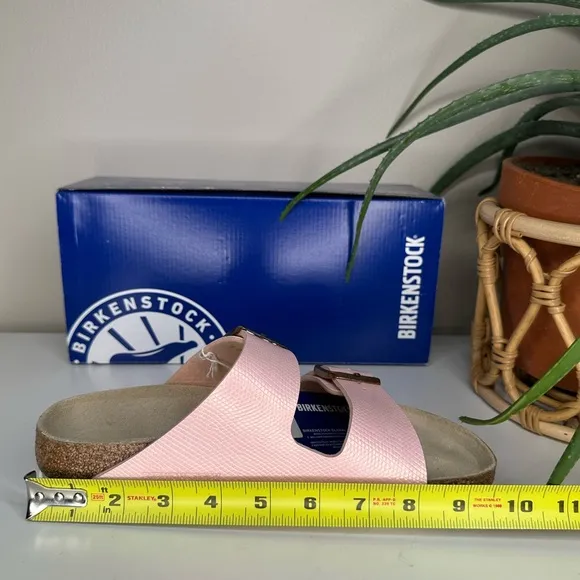 Birkenstock Arizona BS Shiny Lizard Light Rose Sandals Vegan Narrow EU 38 US 7