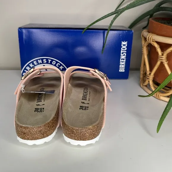 Birkenstock Arizona BS Shiny Lizard Light Rose Sandals Vegan Narrow EU 38 US 7