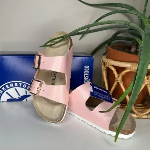 Birkenstock Arizona BS Shiny Lizard Light Rose Sandals Vegan Narrow EU 38 US 7