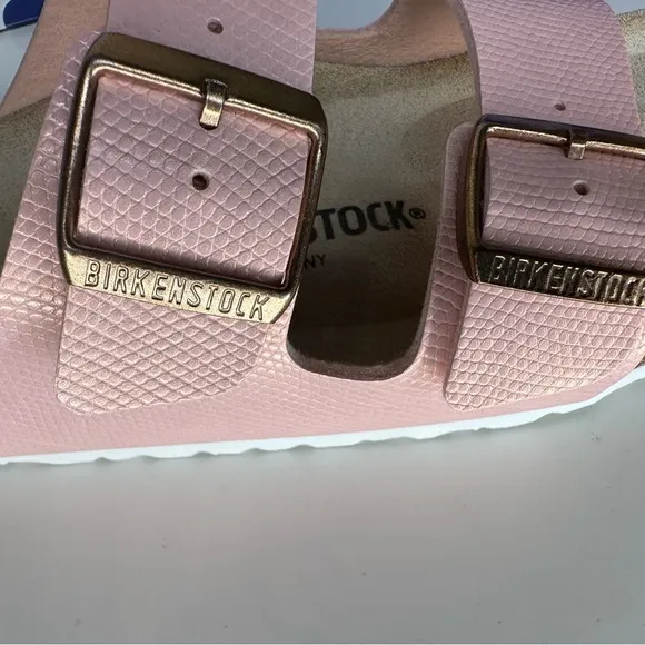 Birkenstock Arizona BS Shiny Lizard Light Rose Sandals Vegan Narrow EU 38 US 7