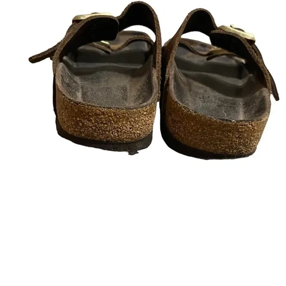 BIRKENSTOCK ARIZONA Flower Crush Mocca Leather Sandals Slide US5 EU36 UK3 Womens