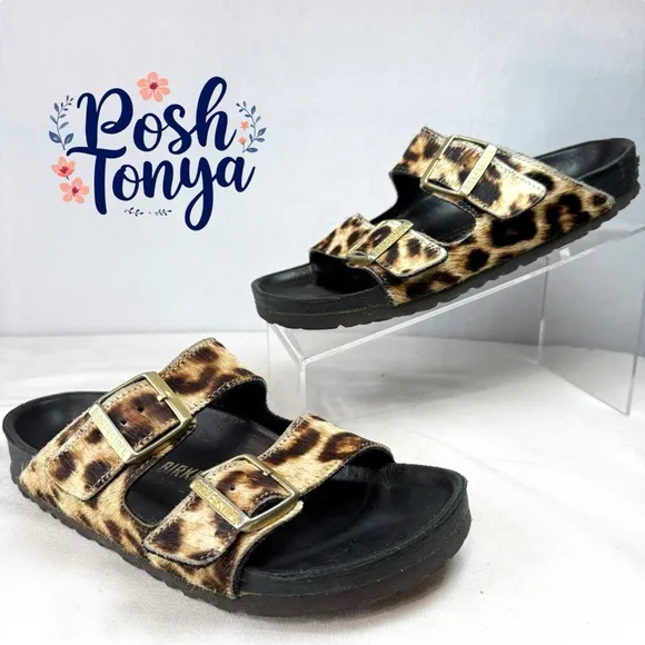 Birkenstock Arizona Leopard Print Double Buckle Strap Sandals,EU 38 (US 7 / 7.5)