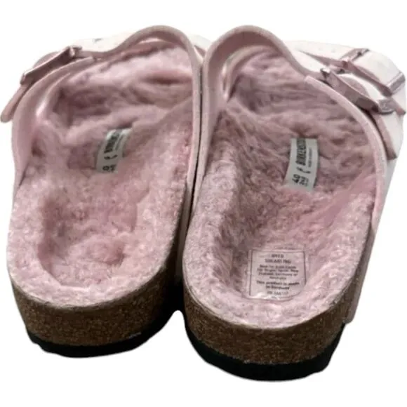 Birkenstock Arizona Microfiber Shearling Sandals Desert Dust Light Rose Pink 40