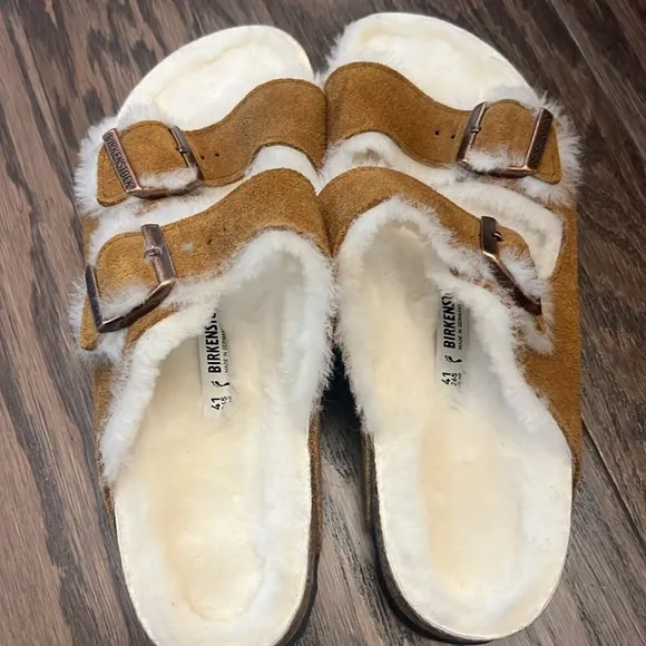 BIRKENSTOCK Arizona shearling-lined suede sandals