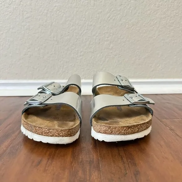 BIRKENSTOCK Arizona Soft Footbed Sandals - Metallic Silver