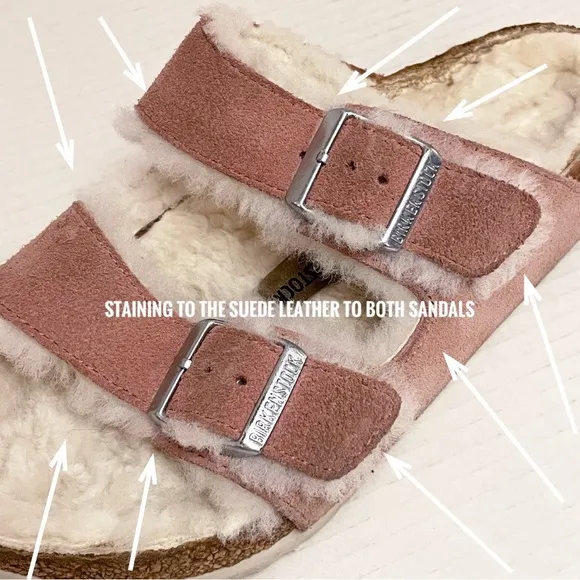Birkenstock Arizona Suede Leather &amp; Shearling Sandals in Pink Clay