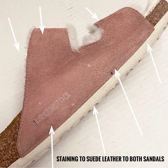 Birkenstock Arizona Suede Leather &amp; Shearling Sandals in Pink Clay