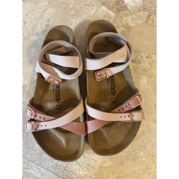 Birkenstock Blanca Rose Leather Sandals EU 43 / US W12 M10 NIB Pink Rose Gold
