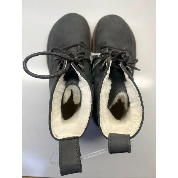 Birkenstock Bryson Shearling Natural Nubuck Leather Boots Graphite Sz 37/ 6 US