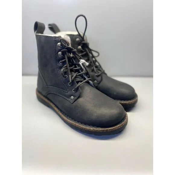 Birkenstock Bryson Shearling Natural Nubuck Leather Boots Graphite Sz 37/ 6 US