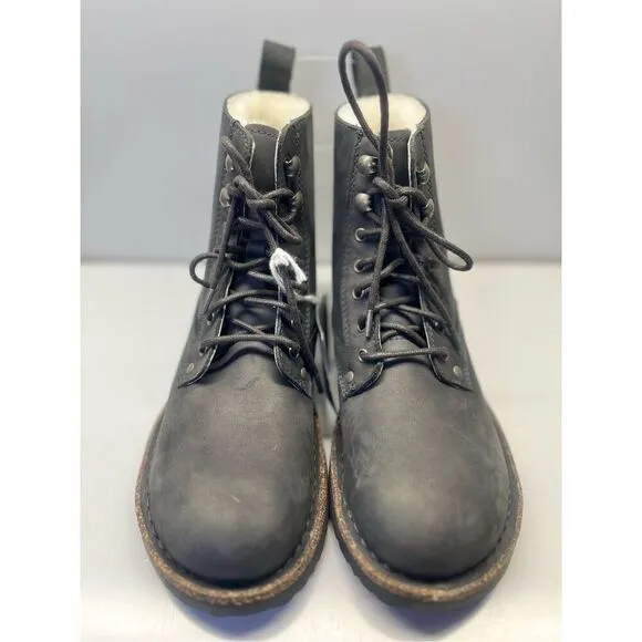 Birkenstock Bryson Shearling Natural Nubuck Leather Boots Graphite Sz 37/ 6 US