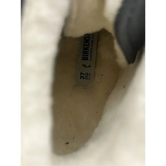 Birkenstock Bryson Shearling Natural Nubuck Leather Boots Graphite Sz 37/ 6 US