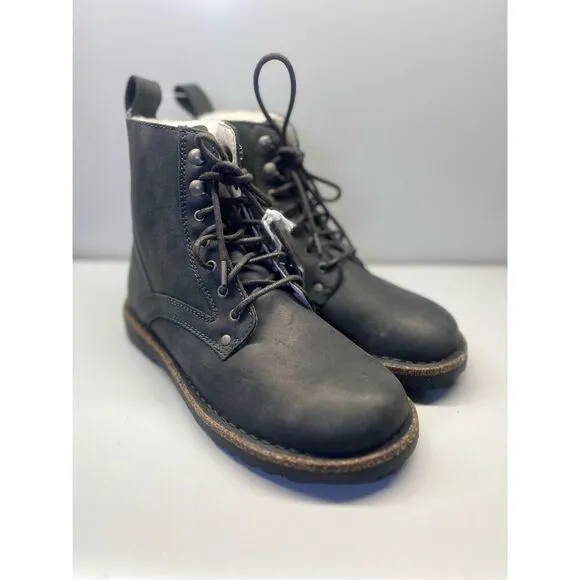 Birkenstock Bryson Shearling Natural Nubuck Leather Boots Graphite Sz 37/ 6 US