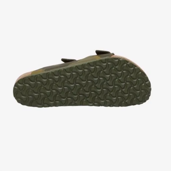 Birkenstock Camo Green Sandals with Adjustable Straps and Contoured Footbed