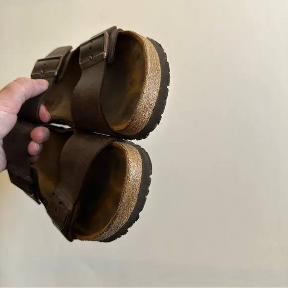 Birkenstock Dark Brown Oiled Leather Arizona Soft Footbed Sandals