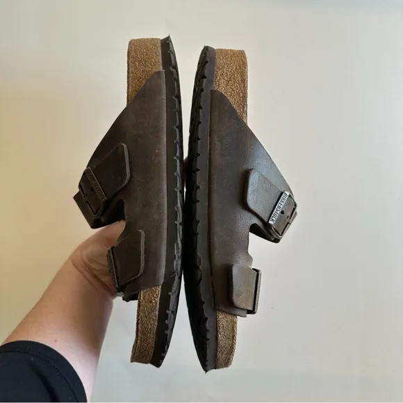 Birkenstock Dark Brown Oiled Leather Arizona Soft Footbed Sandals