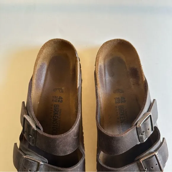 Birkenstock Dark Brown Oiled Leather Arizona Soft Footbed Sandals