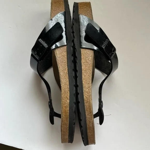 Birkenstock Gizeh Sandals in Black Patent Leather 7