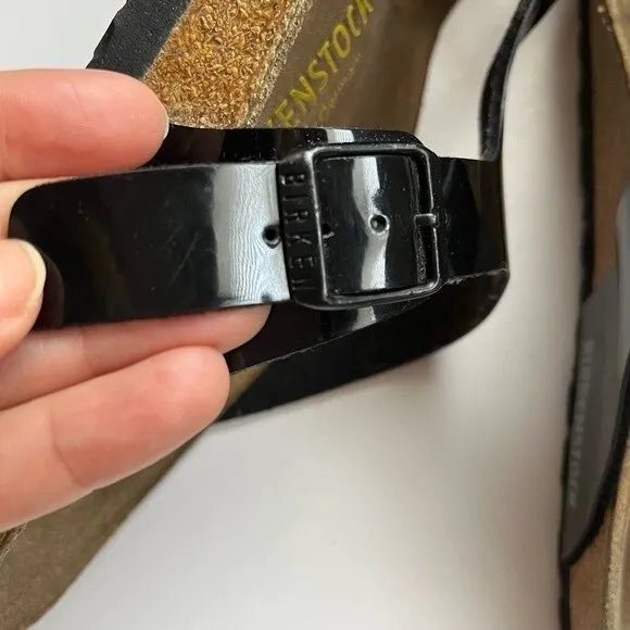 Birkenstock Gizeh Sandals in Black Patent Leather 7