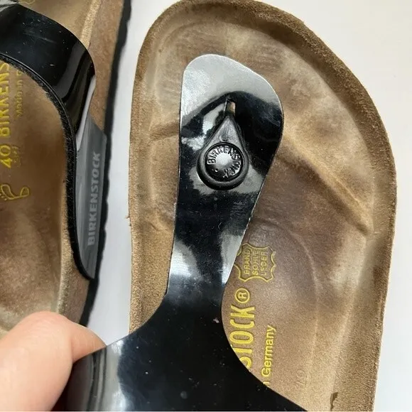 Birkenstock Gizeh Sandals in Black Patent Leather 7