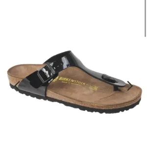 Birkenstock Gizeh Sandals in Black Patent Leather 7