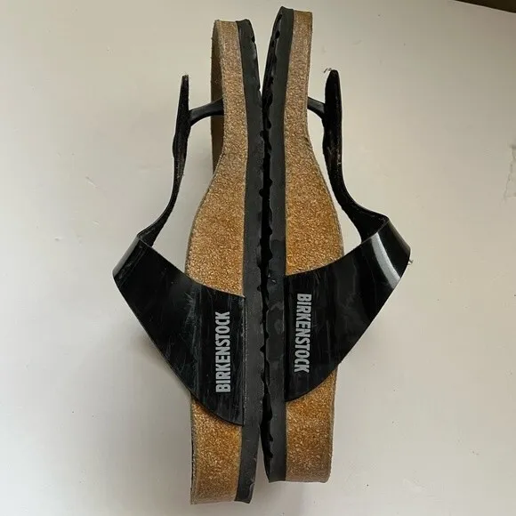 Birkenstock Gizeh Sandals in Black Patent Leather 7